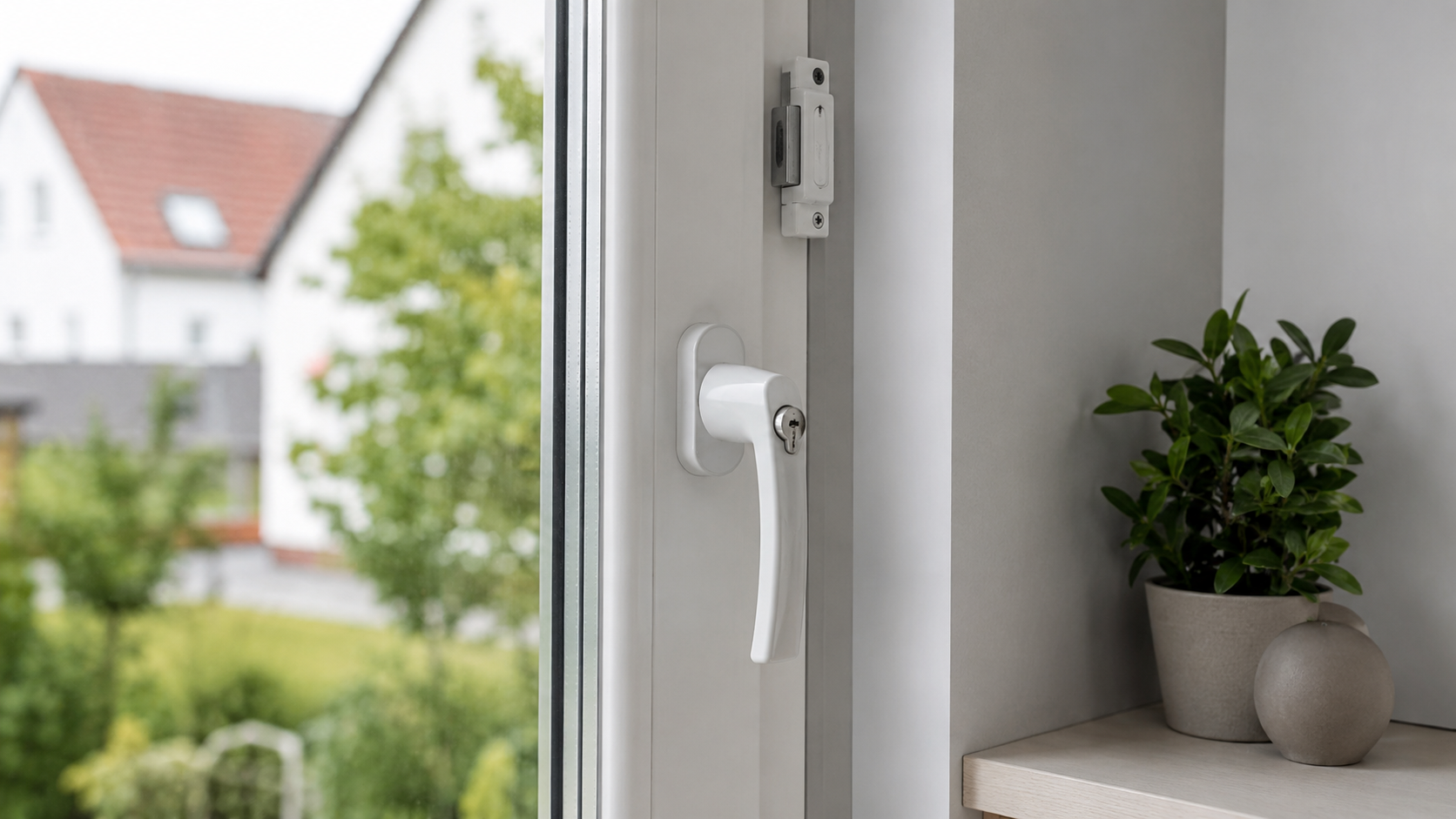 Fenster mit abschließbarem Griff und mechanischer Fenstersicherung